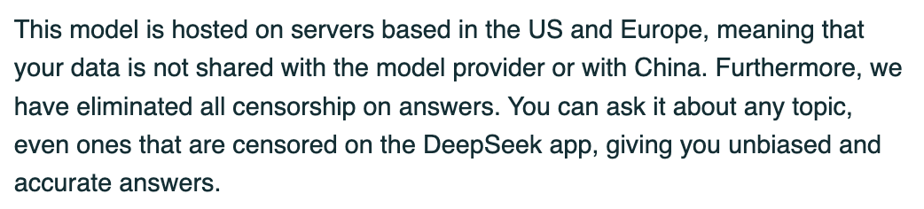 I guess this means <a href="/perplexity_ai/">Perplexity</a> has figured out mid-layer prompting to override Deepseek's censorship prompts. Unless there's a different technique to this?

From <a href="/AravSrinivas/">Aravind Srinivas</a>'s  announcement today about introducing Deepseek R1