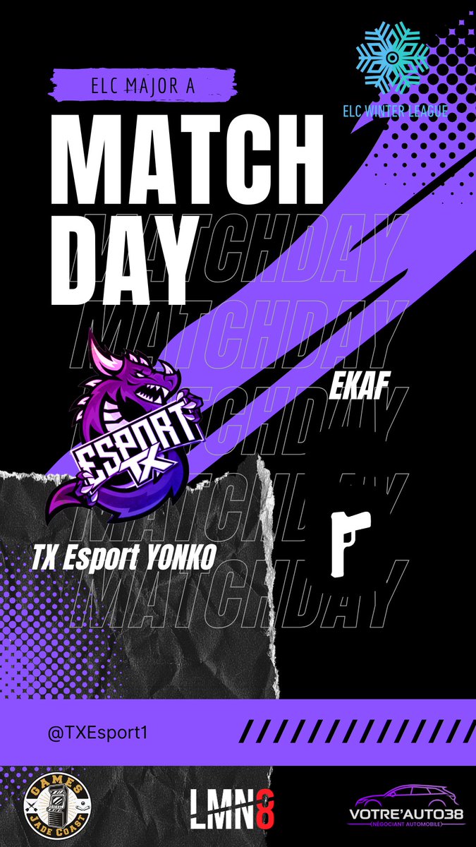 ⚔️ELC WINTER ÉDITION⚔️
 
Ce soir, ça MATCH !!
Top Départ : 21h00 
En BO1 ⚔️
Cast : ✖️
🆚 EKAF

Ça continue, c'est ce soir !  ⚫🟣🔥
#TXEsport #tournament #R6S #ELC #Matchday