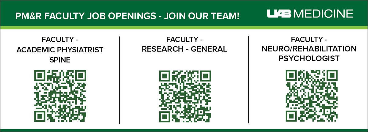 Are you interested in joining our #UABrehab team? We're looking for faculty interested in #spine, #research, #neuropsychology.