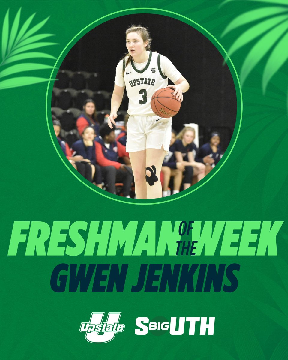 Leading all league freshmen in field goal pct., three-point pct., and free throw pct., Gwen Jenkins claims her first career Big South Freshman of the Week nod!

She averaged 8.5 points, 4.0 rebounds, and 3.5 assists per game.

🔗 | brnw.ch/21wQrIF

#SpartanArmy ⚔