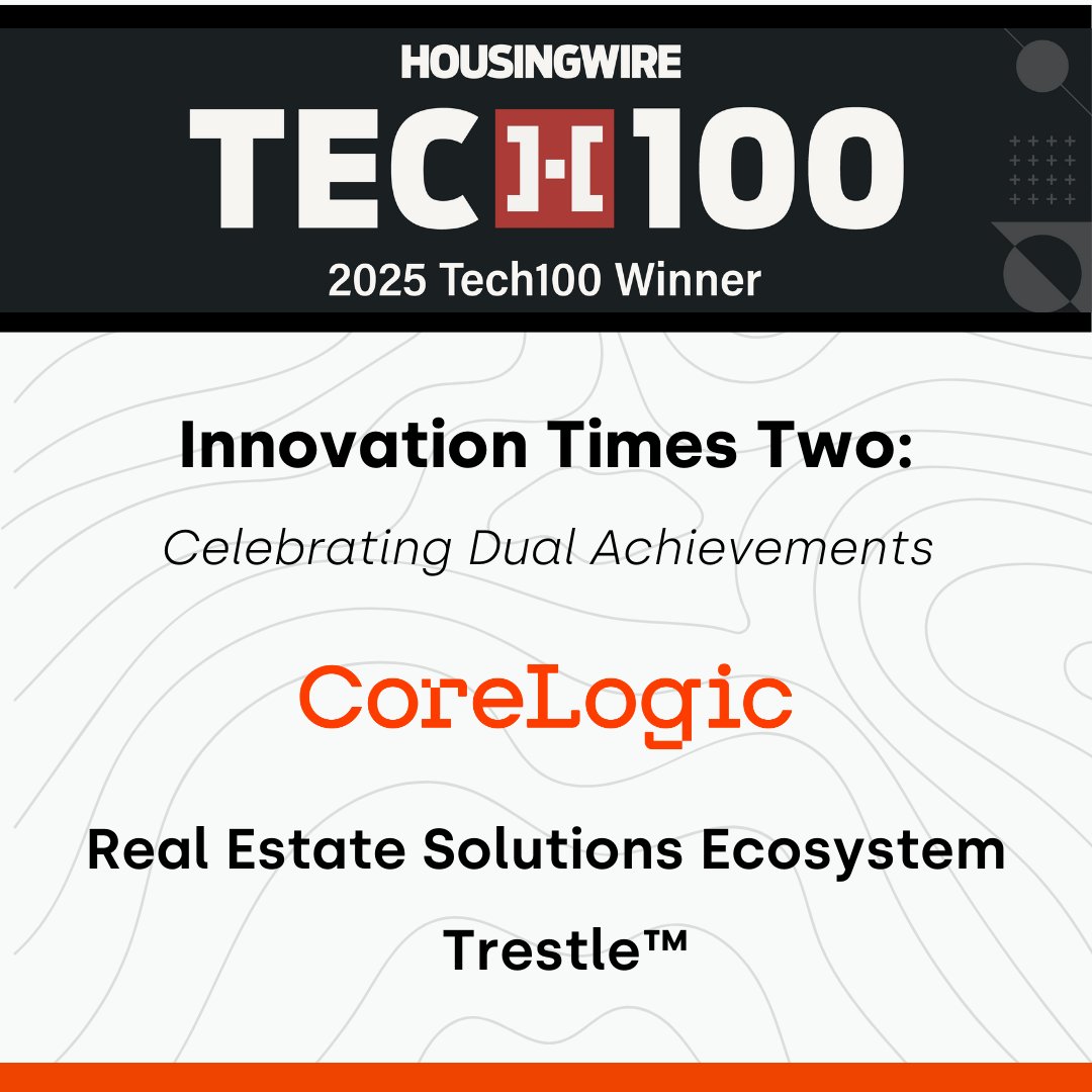 CotalityRES's tweet image. CoreLogic is honored to receive dual accolades in HousingWire's #HWTech100 awards. We are incredibly proud to be recognized for driving innovation in the real estate industry with our technology, data and insights.

Read more: clgx.co/4grBFxa

#Matrix #Trestle #OneHome