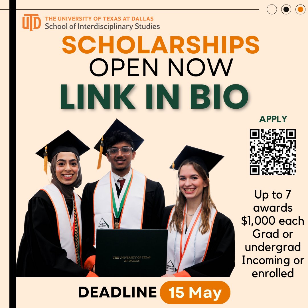 🎓💰 Scholarships are OPEN! 💰🎓

Up to 7 awards of $1,000 for IS undergrads &amp; grads (incoming or enrolled)! Don’t miss out! ⏳

📅 Deadline: May 15
🔗 Apply now – link in bio!

#UTDIS #Scholarships #ApplyNow