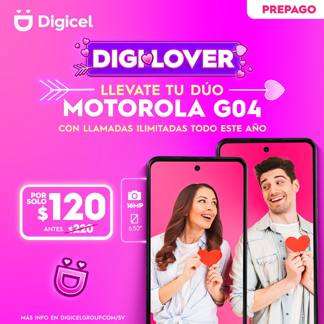 Digicel El Salvador (@digicel_sv) on Twitter photo ยก๐๐น ๐ฟ๐ฒ๐ด๐ฎ๐น๐ผ ๐ฝ๐ฒ๐ฟ๐ณ๐ฒ๐ฐ๐๐ผ para este San Valentรญn!๐๐คฉโ
โCon nuestros dรบos Digilover te llevรกs ๐ฑ๐ผ๐ #๐ ๐ผ๐๐ผ๐ฟ๐ผ๐น๐ฎ๐๐ฌ๐ฐ con llamadas ๐๐๐๐ ๐๐ง๐๐๐๐ฆ por este aรฑo para que nunca perdรกs la conexiรณn con tu persona favorita por solo $120๐๐ฑ๐ฑ.โ
Comprรก aquรญ๐: ยก๐๐น ๐ฟ๐ฒ๐ด๐ฎ๐น๐ผ ๐ฝ๐ฒ๐ฟ๐ณ๐ฒ๐ฐ๐๐ผ para este San Valentรญn!๐๐คฉโ
โCon nuestros dรบos Digilover te llevรกs ๐ฑ๐ผ๐ #๐ ๐ผ๐๐ผ๐ฟ๐ผ๐น๐ฎ๐๐ฌ๐ฐ con llamadas ๐๐๐๐ ๐๐ง๐๐๐๐ฆ por este aรฑo para que nunca perdรกs la conexiรณn con tu persona favorita por solo $120๐๐ฑ๐ฑ.โ
Comprรก aquรญ๐: