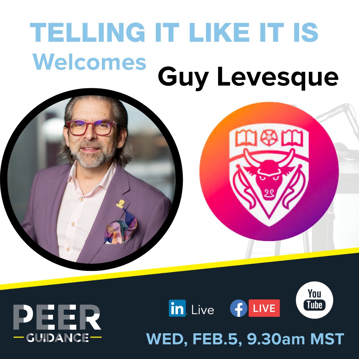 Peer Guidance - Telling It Like It Is (@peer_guidance) on Twitter photo The <a href="/HunterHubYYC/">Hunter Hub @ UCalgary</a> enriches the student experience and powers innovation across the University of Calgary. Guy Levesque #tellingitlikeitis Wed, Feb.5, 9.30am MST
Watch Live
Linkedin - bit.ly/4hytzob
Facebook - bit.ly/4hrkmhL
YouTube - bit.ly/3C68BwL The <a href="/HunterHubYYC/">Hunter Hub @ UCalgary</a> enriches the student experience and powers innovation across the University of Calgary. Guy Levesque #tellingitlikeitis Wed, Feb.5, 9.30am MST
Watch Live
Linkedin - bit.ly/4hytzob
Facebook - bit.ly/4hrkmhL
YouTube - bit.ly/3C68BwL