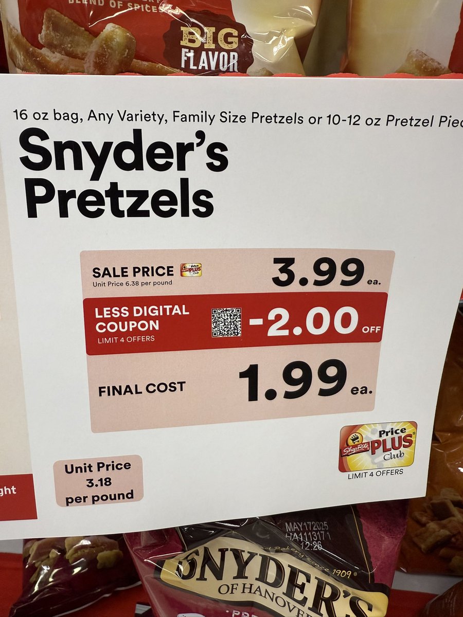 #sale #grocery #supermarket looking at these pictures of a sale at <a href="/ShopRiteStores/">ShopRite Stores</a> how many bags can you buy for $1.99 each? I thought 4 but after ringing things up it turns out the 4 refers only to the “sale” price listed at the top $3.99 and only one will be $1.99?! Deceptive!