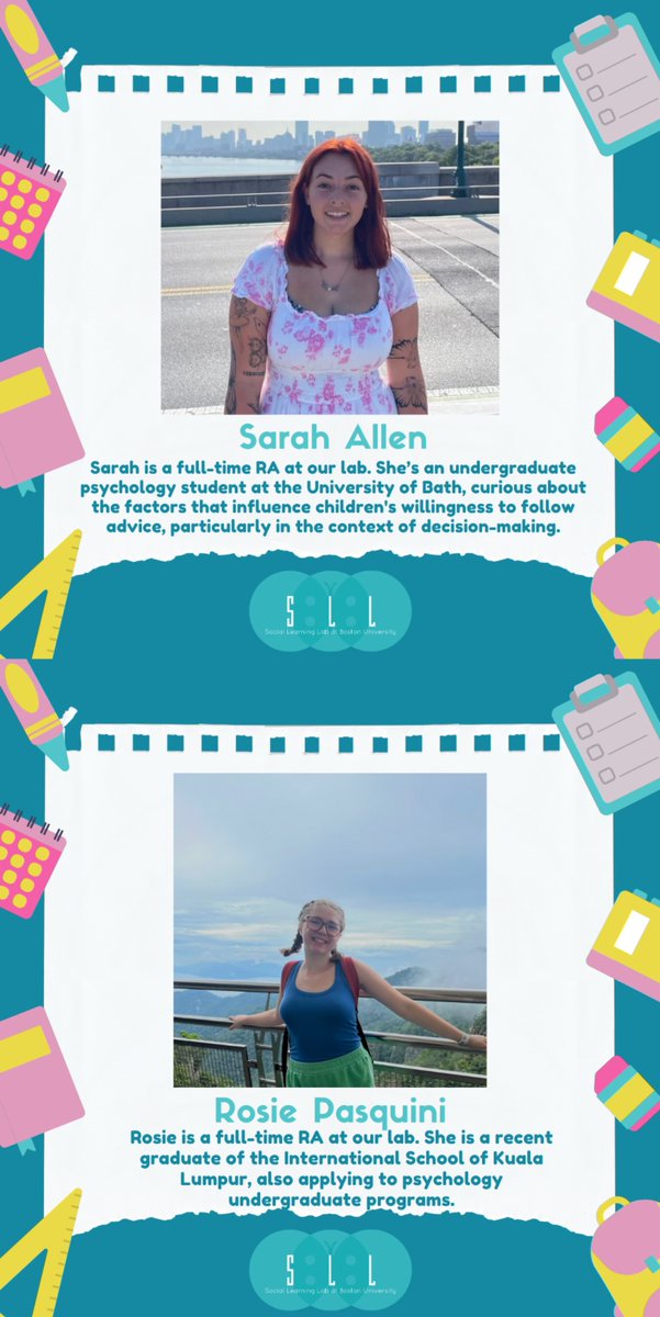 SLL_BostonUni's tweet photo. 🌟Meet our incredible Research Assistants at the Social Learning Lab! These talented individuals are the driving force behind our innovative research. Stay tuned for more from our team! #MeetTheTeam #buSocialLearningLab #sociallearninglab #ResearchAssistant https://t.co/sFrEI2iGSi