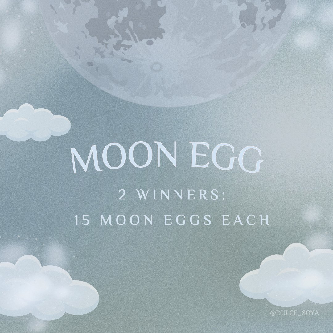꒰ ADOPT ME GIVEAWAY ꒱

ཐི ₍ᐢ. ̞.ᐢ₎ ཋྀ ── MOON EGGS (2 Winners)! 2 winners will be given 15 Moon Eggs each!

↳ Check the tweet below to enter