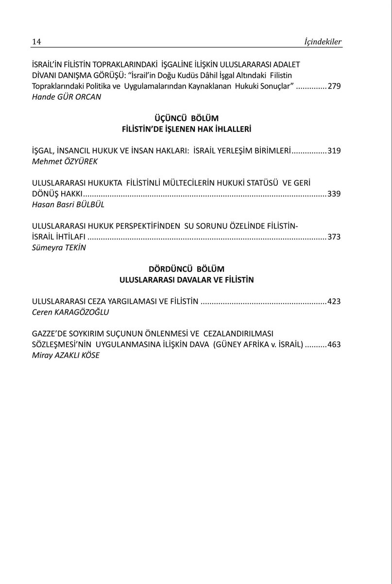 Uluslararası Hukukta Filistin Meselesi adlı kitabımızın genişletilmiş ve ciltli 2. baskısı çıktı. Kitaptan maddi bir kazancımız yok. Tek isteğimiz yaygınlaşması ve okunması. Yeni baskıya üç yeni bölüm eklendi. Böylece Filistin meselesinde mevcut tüm hukuki konular tamamlandı.⬇️