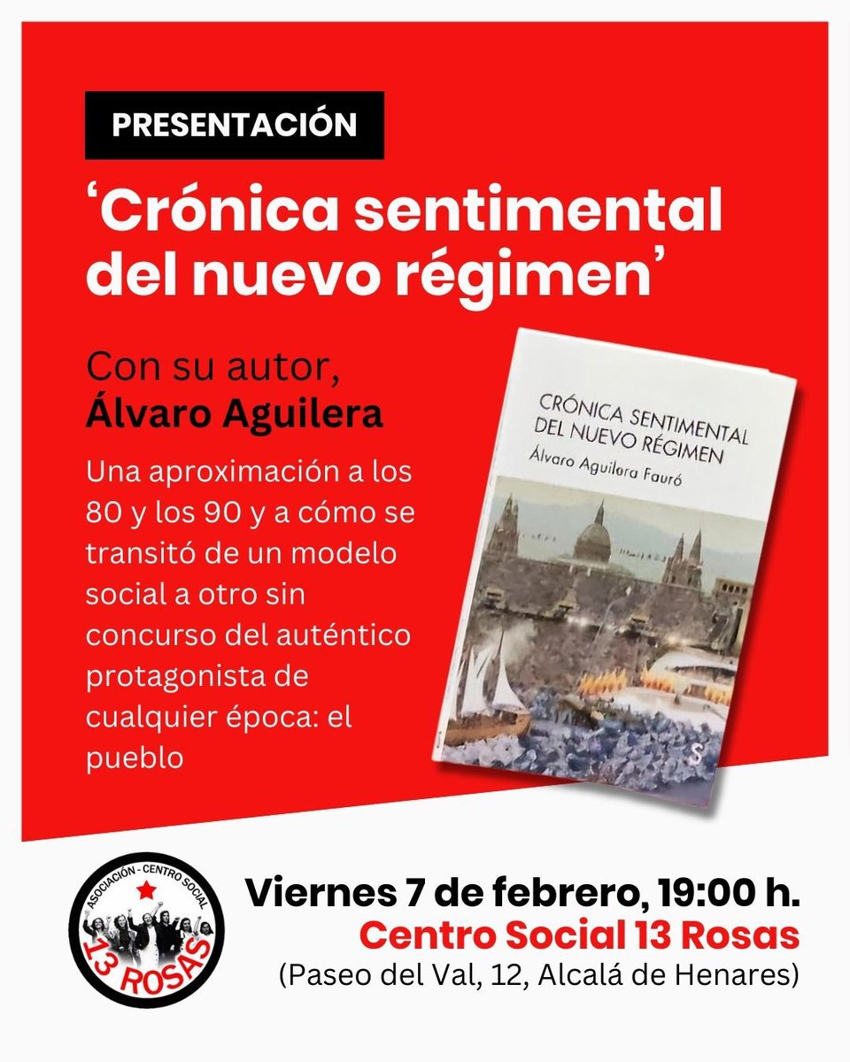 Hoy escribo en <a href="/publico_es/">Público</a> al calor de la publicación de  "Crónica sentimental del nuevo régimen".

publico.es/opinion/memori…

Esta semana nuevas presentaciones en Alcalá de Henares y <a href="/CCOOMadrid/">CCOO de Madrid</a> 👇