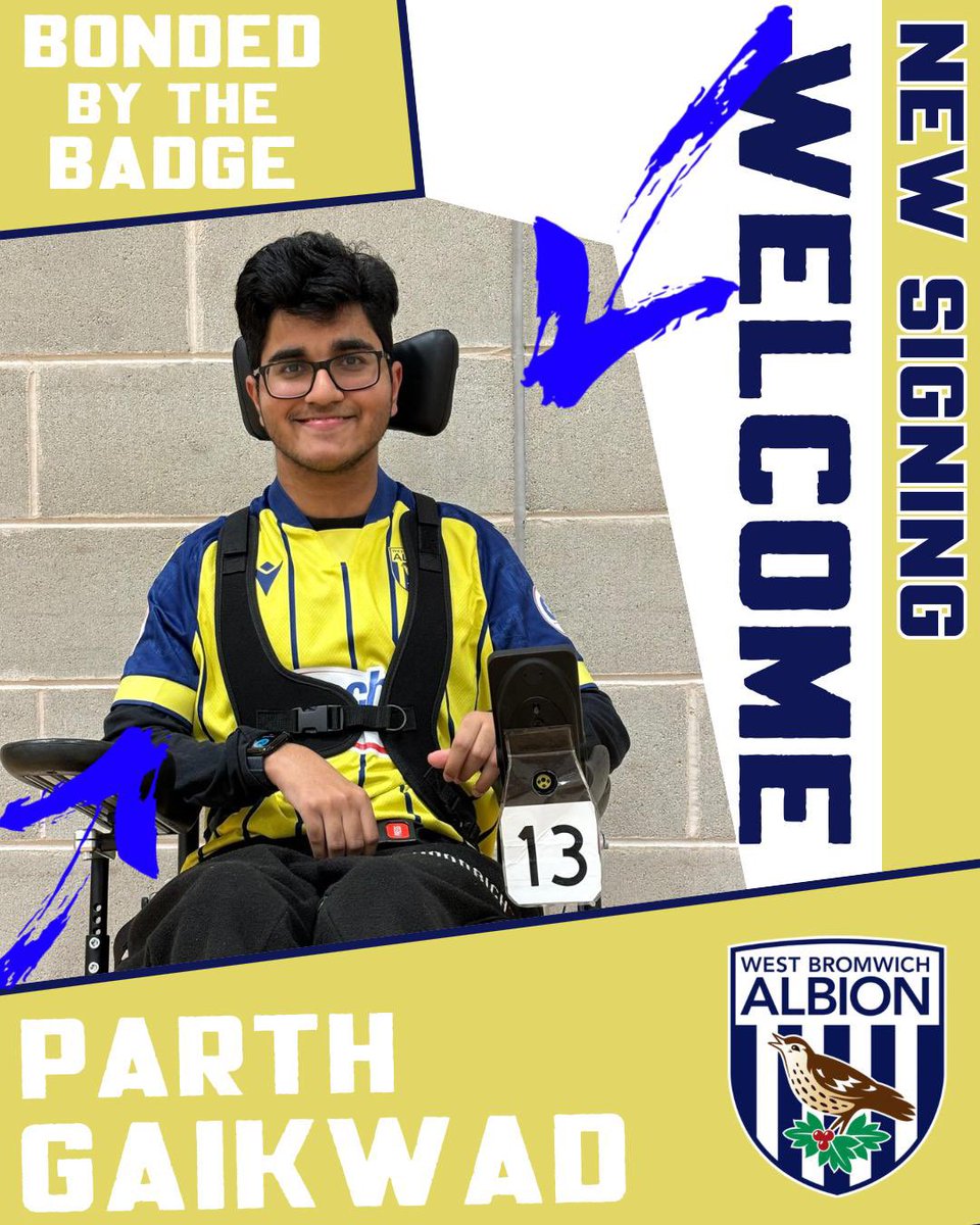 WBA Powerchair (@wbapowerchair) on Twitter photo #DeadlineDay Signing โ
We are delighted to announce the signing of Parth Gaikwad who will join our WBA Throstles team subject to WFA clearance.
Welcome to the Albion, Parth ๐๐ค
<a href="/WBAFoundation/">The Albion Foundation</a> | #WBA | #PowerchairFootball #DeadlineDay Signing โ
We are delighted to announce the signing of Parth Gaikwad who will join our WBA Throstles team subject to WFA clearance.
Welcome to the Albion, Parth ๐๐ค
<a href="/WBAFoundation/">The Albion Foundation</a> | #WBA | #PowerchairFootball