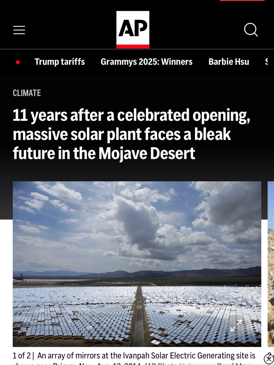 Texamigo's tweet photo. Another Obama failure.
The solar plant in the Mojave desert. If not so tragically wasteful, this would be hilarious.
Too bad DOGE wasn't around when this race-baiting charlatan was president. https://t.co/DAdEe7FFRz