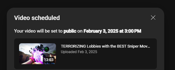 NEW VIDEO AT 3PM CT!!!!

I haven't posted in 3 MONTHS I'd highly appreciate if you go watch when it drops :)