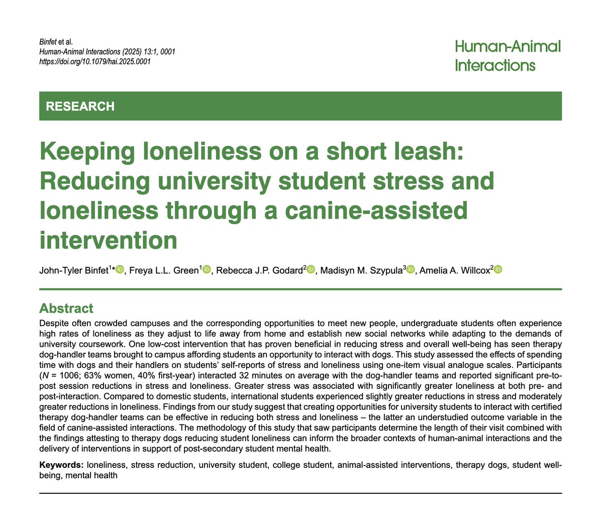 Our latest publication: Keeping Loneliness on a Short Leash, is now available online!

cabidigitallibrary.org/doi/epdf/10.10…