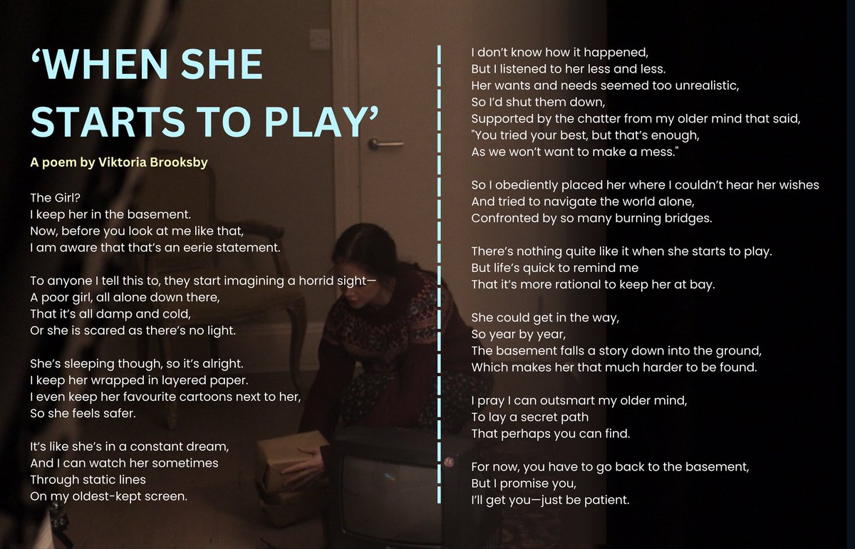 vikbrooksby's tweet photo. Would really appreciate if you watched the video we made for my new poem 
‘When she starts to play’ 

https://t.co/NaiAg6TgTT https://t.co/Y9AEDMb82P