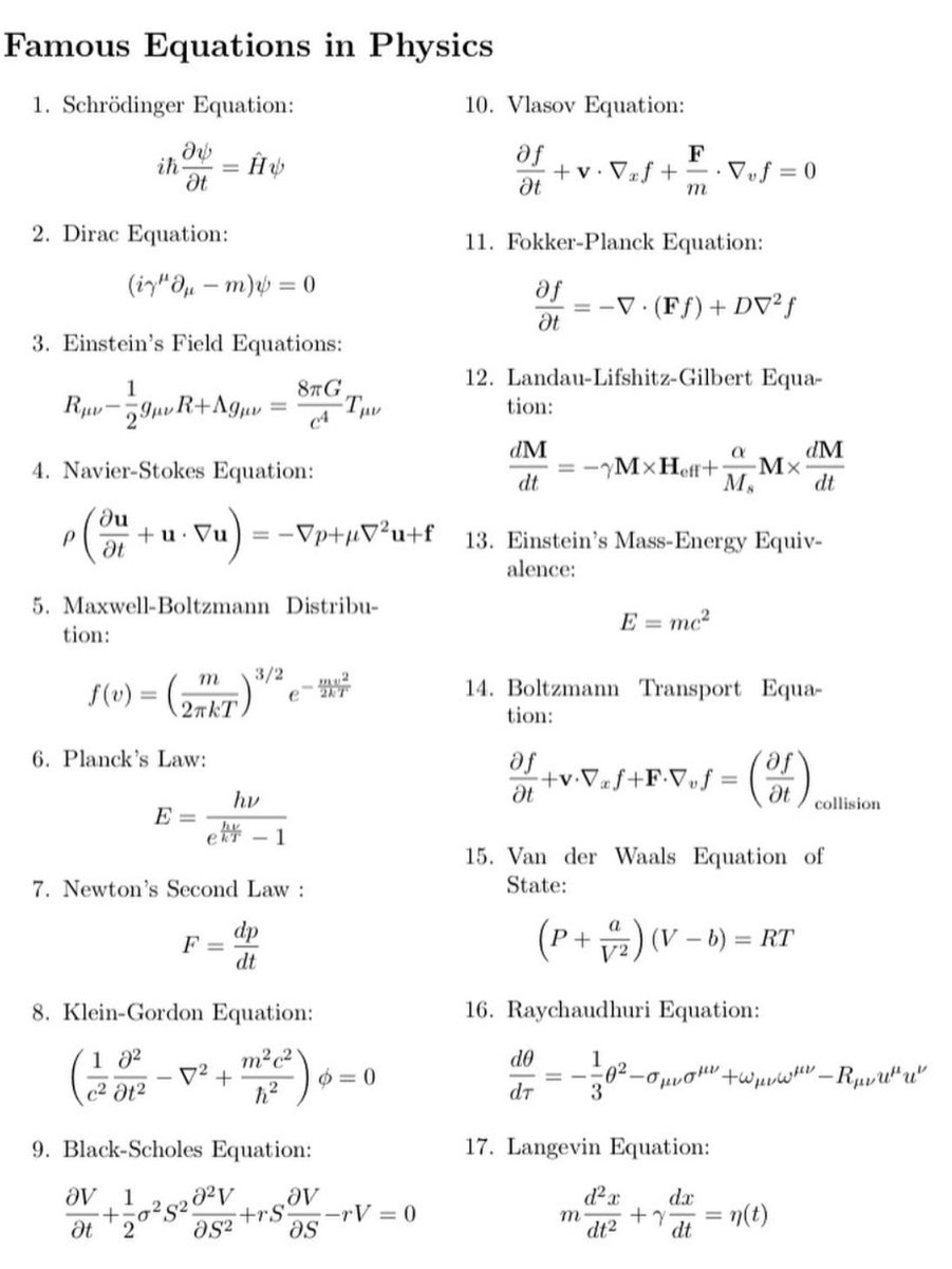 hamptonism's tweet photo. Famous Physics Equations: https://t.co/zjNYg5PJwE