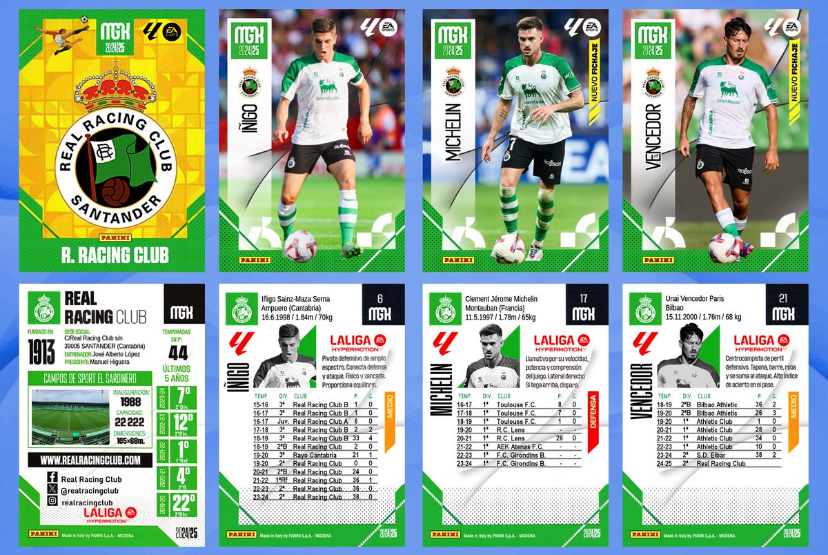 ¡¡¡Esto es un no parar!!! Comenzamos con las pruebas y ajustes, de esta colección de cromos del Real Racing Club. Formato de cromo Panini MEGACRACKS 2024/25 de LaLiga EA SPORTS 💚💚