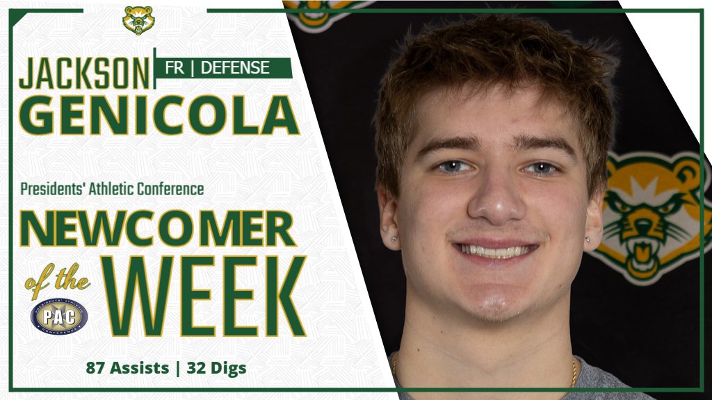 SVC_Bearcats's tweet photo. Jackson Genicola won Newcomer of the week gathering a total of 87 assists and 32 digs! https://t.co/6J57WDcdQ9