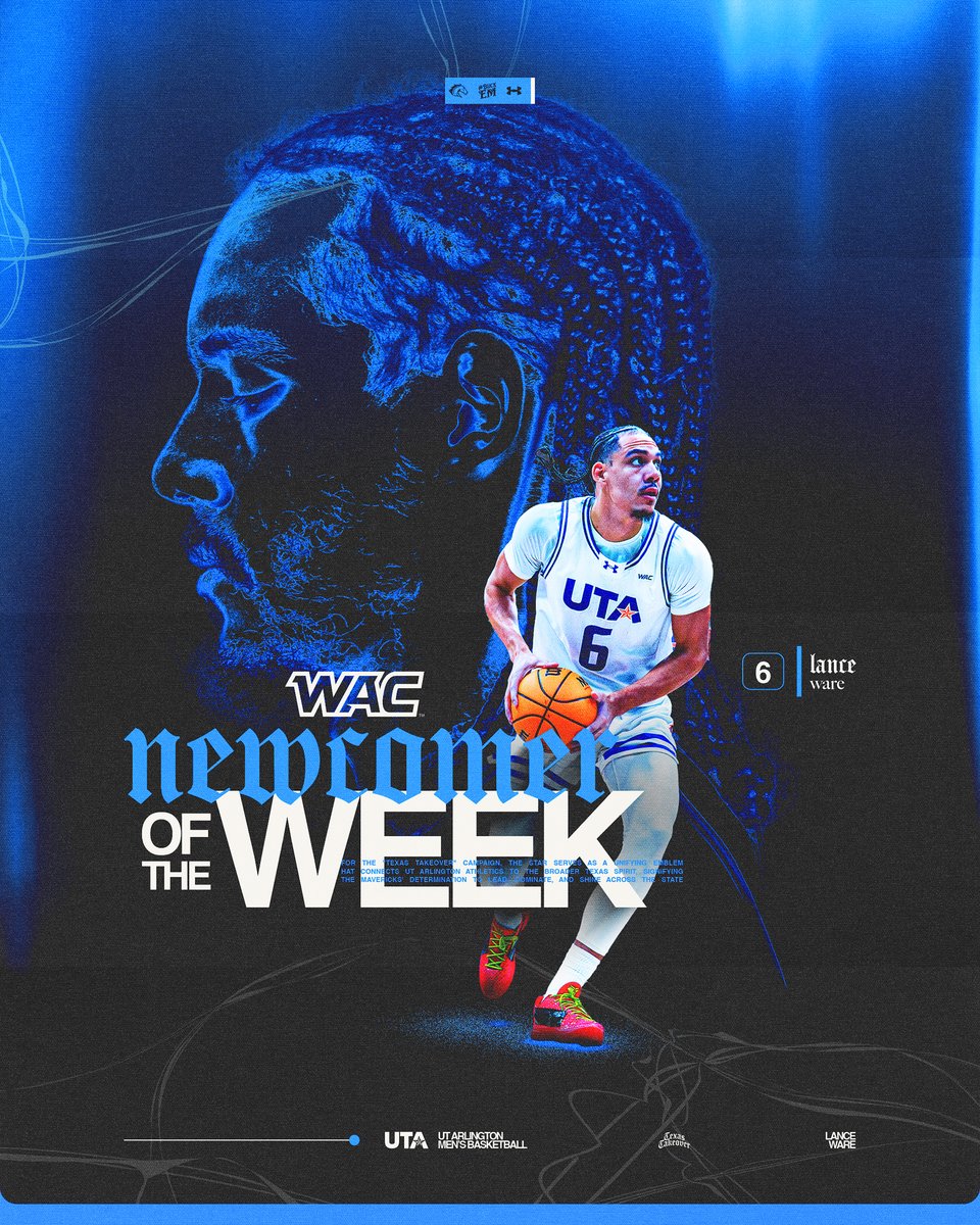 UTAMavsMBB's tweet image. 🏆 🏆 🏆  That's now 3️⃣  @WACSports Newcomer of the Week honors for the man, the myth, @lanceware55! 🏆 🏆 🏆

✅ 2-0 record
✅ 18.0 ppg
✅ 9.0 rpg
✅ 1.5 bpg

📰: tinyurl.com/MBBLanceWACNew…
#BuckEm🐎 | #BuckEm🪫| #HowAboutLance