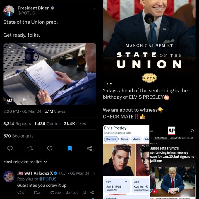 TraderGirlQ's tweet image. 🚨FRIDAY FEB 7 IS THE TWEET🚨

FEBRUARY 7 WAS BIDENS 2023 STATE OF THE UNION ADDRESS🔥

BIDEN TWEETED "MY FELLOW AMERICANS AT THE MARCH 7, 2024 SOTU" 😱

Q POST 1176 &amp;gt; STATE OF THE UNION - FREE🚀

Q 3806: THE ROCKETS RED GLARE, THE BOMBS BURSTING IN AIR, GAVE PROOF THROUGH THE…