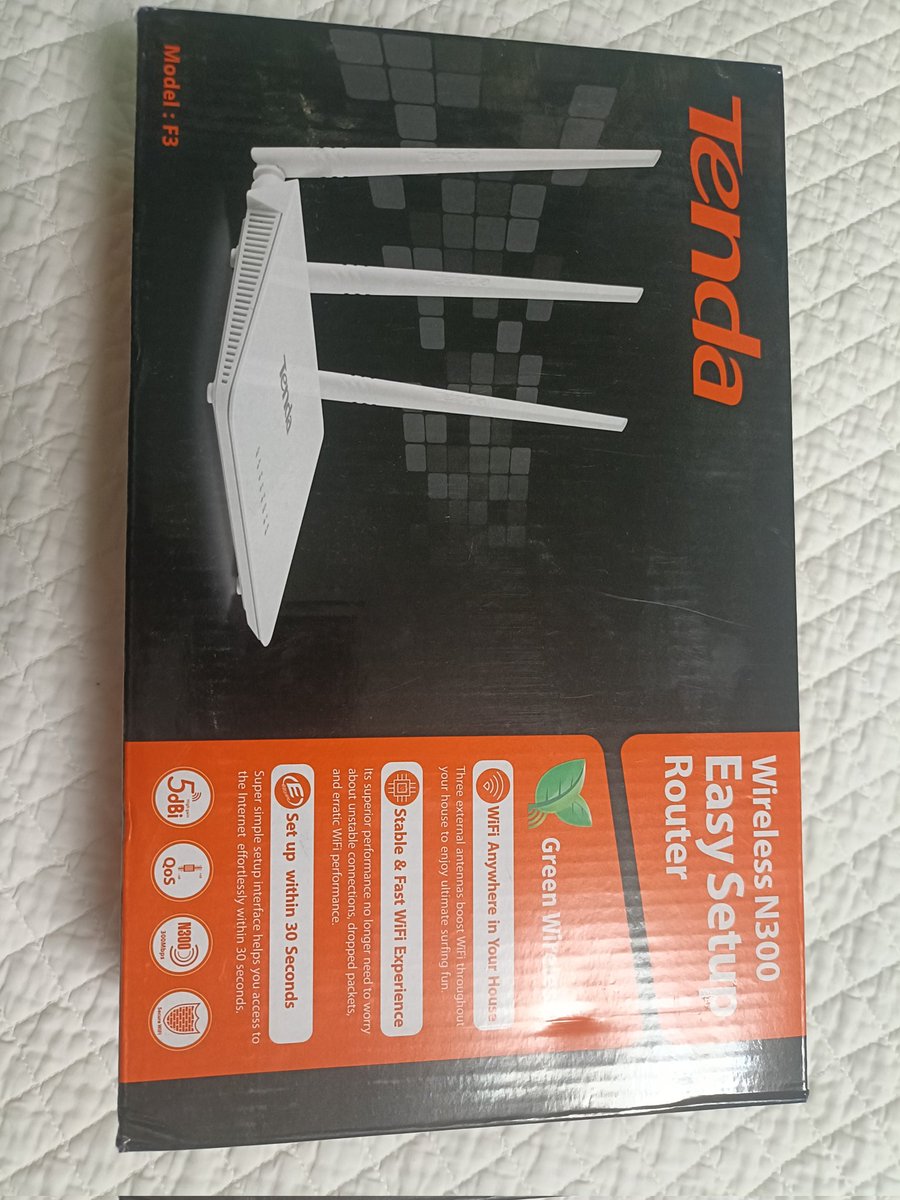 There is a new trend in Naivasha where receivers of this WiFi are  stolen even from the roof tops, the big question is, who are the buyers? Who resets the receivers for a new connection, this is the most bogus item I have installed in my house. #Tenda