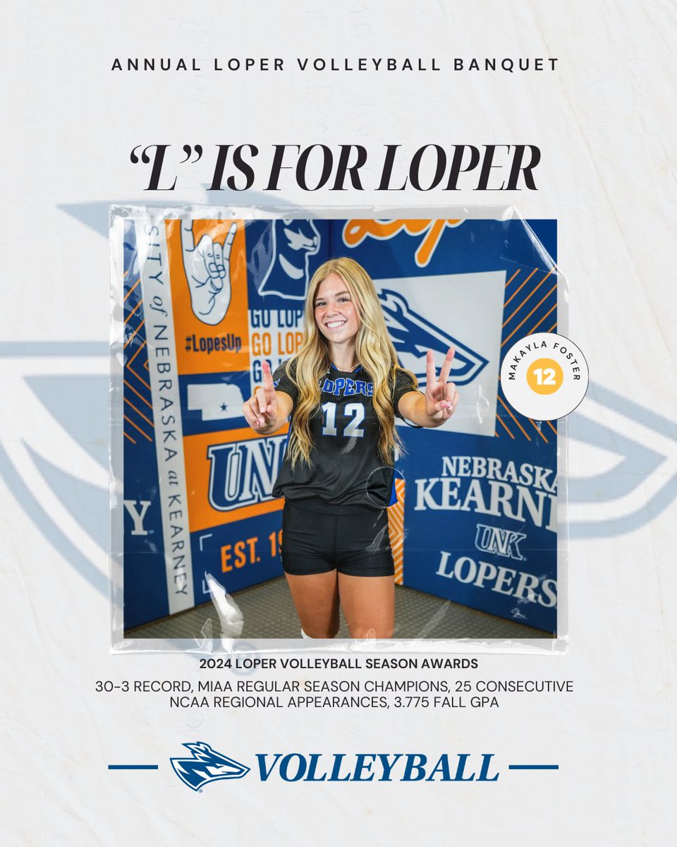 UNKvolleyball's tweet photo. ✨Loper Volleyball Banquet Awards ✨ (pt. 2)

Freshman Makayla Foster - "L" is for Loper AND Most Improved

Sophomore Sydney Davis - Practice Player of the Year

#LoperVolleyball #UNKVolleyball #LoperVolleyballBanquet #LopesUp https://t.co/pxpugfEUkt