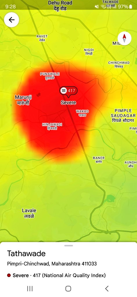 adigomaddy's tweet photo. @pcmcindiagovin @PCMCSarathi @shekhardalal @CMOMaharashtra The air pollution levels in our area have reached alarming heights, surpassing almost the entire country. It's a serious health risk to all residents. Immediate action is needed to address it #AirPollution #HealthCrisis https://t.co/6GJz1GhB0w