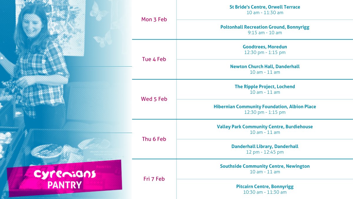 FareShare C&SE Scot (@fsharecsescot) on Twitter photo The start of a new month, here are the <a href="/Cyrenians1968/">Cyrenians</a>
Community Pantries running this week:
#StBridesCentre, @GoodtreesNC, #Danderhall, <a href="/RippleRestalrig/">The Ripple</a>, <a href="/HibsinCommunity/">Hibernian Community Foundation</a>, #Burdiehouse,
<a href="/centresouthside/">Southside Community Centre</a> and #Bonnyrigg.
Learn more: buff.ly/3C7aids The start of a new month, here are the <a href="/Cyrenians1968/">Cyrenians</a>
Community Pantries running this week:
#StBridesCentre, @GoodtreesNC, #Danderhall, <a href="/RippleRestalrig/">The Ripple</a>, <a href="/HibsinCommunity/">Hibernian Community Foundation</a>, #Burdiehouse,
<a href="/centresouthside/">Southside Community Centre</a> and #Bonnyrigg.
Learn more: buff.ly/3C7aids