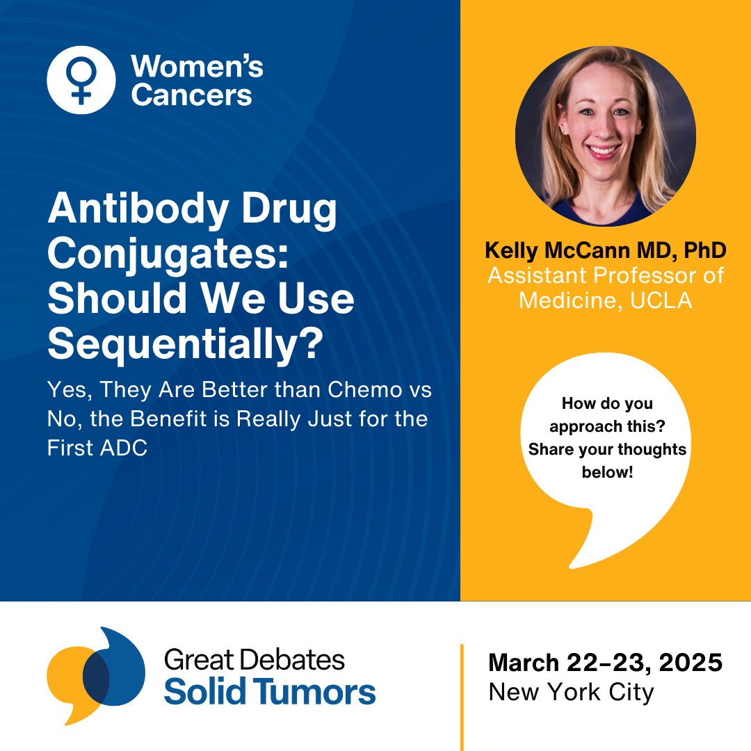 Great Debates (@greatdebatescme) on Twitter photo 📣 Agenda Spotlight: Women’s Cancers
Are ADCs best used sequentially, or does the benefit stop after the first? Experts, including <a href="/DrKEMcCann/">Kelly McCann, MD, PhD</a>, will break it down at Great Debates in Solid Tumors.
Join the conversation: hubs.ly/Q034KV9x0
#GDST25 #MedicalEducation 📣 Agenda Spotlight: Women’s Cancers
Are ADCs best used sequentially, or does the benefit stop after the first? Experts, including <a href="/DrKEMcCann/">Kelly McCann, MD, PhD</a>, will break it down at Great Debates in Solid Tumors.
Join the conversation: hubs.ly/Q034KV9x0
#GDST25 #MedicalEducation