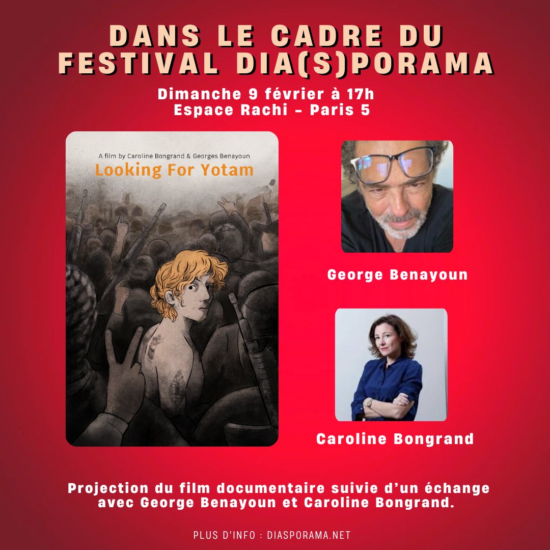 🎬 À l'occasion de la journée "Témoins du 7 octobre", une double projection à ne pas manquer !
Venez découvrir les films Screams Before Silence et Looking For Yotam, suivis d’échanges après chaque projection. 🎥

Réservations : diasporama.net