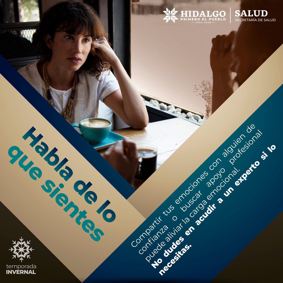 gobiernohidalgo's tweet photo. ¡#CuidaTuSaludMental! 🧠
La #TemporadaInvernal puede ser abrumadora para algunas personas, compartir tu sentir con amigos puede ayudarte a superar la carga emocional. 🫂☀️
Acude con un especialista en caso de que lo necesites. 🩺 https://t.co/la0fBFf633