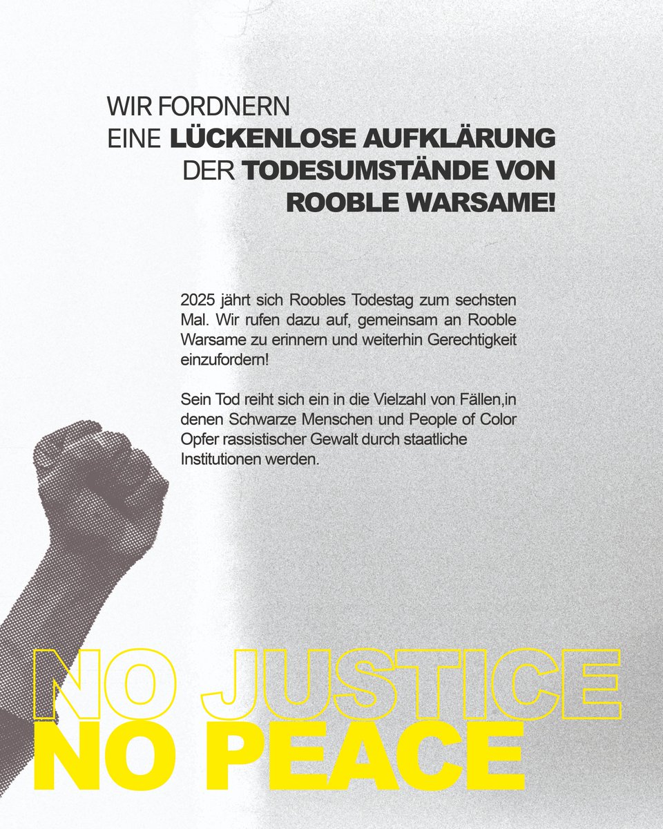 Justice4Rooble's tweet photo. 📬 Ihr habt Fragen oder wollt mithelfen? Schreibt an justice4rooble@gmail.com

Teilt diesen Thread, sprecht mit euren Leuten, kommt zur Demo! 01. März | Schweinfurt – wir sehen uns dort!
#JusticeForRooble #SayHisName #NoJusticeNoPeace #BlackLivesMatter (6/6) https://t.co/UACyy77EHa