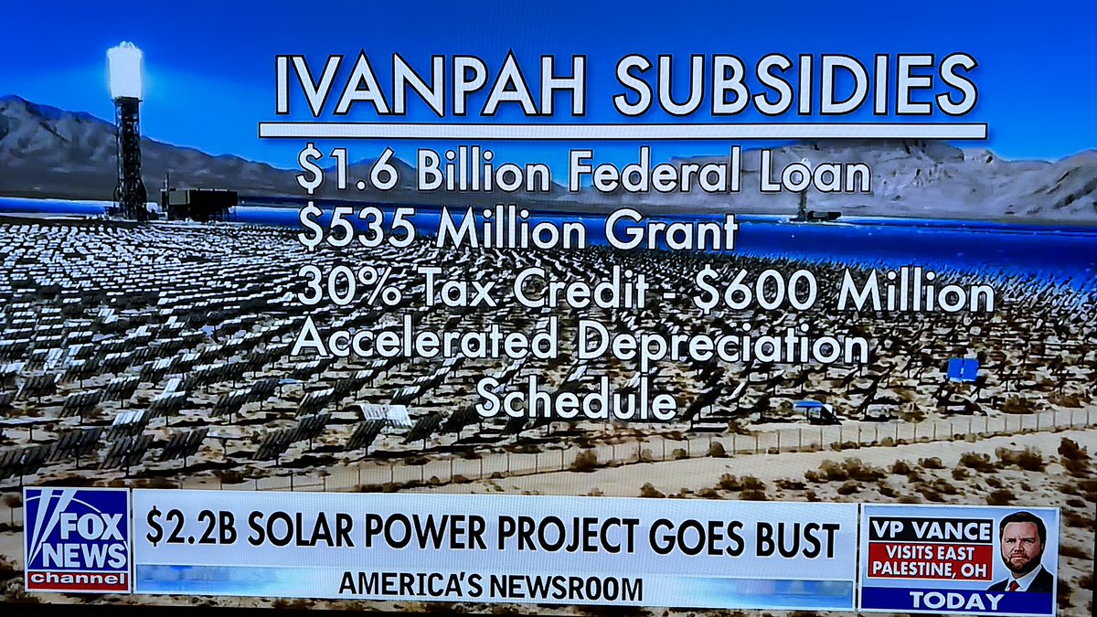 trethack24's tweet photo. JUST IN: Another one of President Obama’s solar projects have went bankrupt, as Ivanpah has went under…
Obama gave Ivanpah a $1.6 billion federal loan, a $535 million dollar grant, a 30% tax credit worth $600 million, not to mention an accelerated depreciation schedule…
Is it just me, or does this sound eerily similar to another solar scam Obama gave $1 billion dollars to, called Solyndra???🙄🙄🙄
It’s all a SCAM, folks!!!🤦🏼♂️🤦🏼♂️🤦🏼♂️
I know my fellow Americans are smarter than this???😑
Source: Fox News