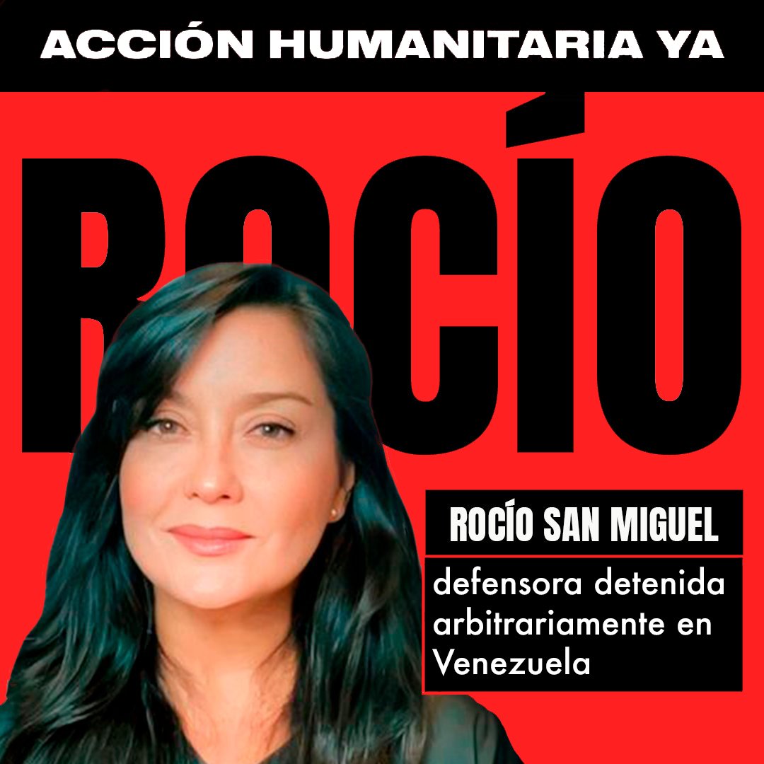 _Provea's tweet image. Exigimos libertad para Rocío San Miguel, defensora de DDHH que fue víctima de desaparición forzada y tiene 360 días de injusta detención en El Helicoide, Venezuela.

Rocío tiene una fractura en el hombro derecho y requiere una operación en libertad. #MedidaHumanitariaParaRocío…