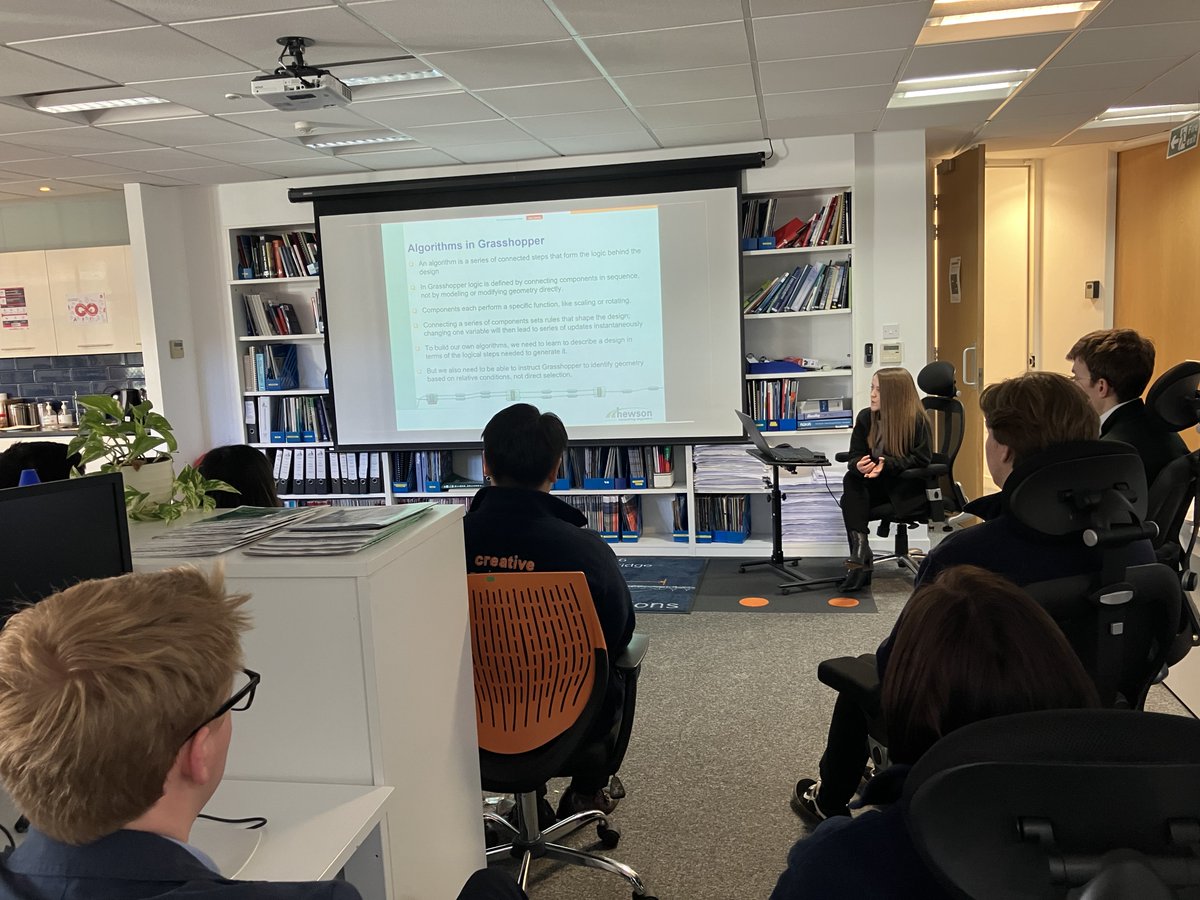 HewsonEngineers's tweet photo. Our Lunchtime Learning session recently focused on how we're embracing parametric modelling tools such as #Grasshopper3D to improve efficiency as we work on more complex geometries, allowing us to quickly develop a wider variety of creative engineering solutions for our clients. https://t.co/1VE6UQjS9T