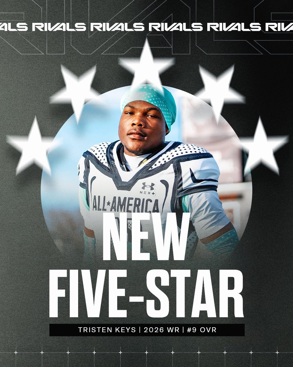 RivalsHS's tweet photo. 🚨NEW FIVE-STAR ALERT🚨

Tristen Keys is officially a 5⭐️ WR in the class of 2026 🔥 https://t.co/QCRYeFPM2m