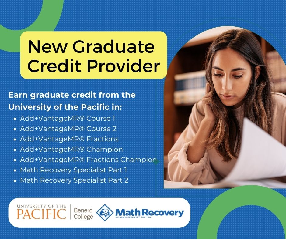 integrowmath's tweet image. US Math Recovery Council® now partners with the University of the Pacific to offer graduate credit for courses!

Learn more: mathrecovery.org/news/usmrcs-ne…

#iteachmath #mathrecovery #professionaldevelopment #mathteacher #mathematics #matheducation