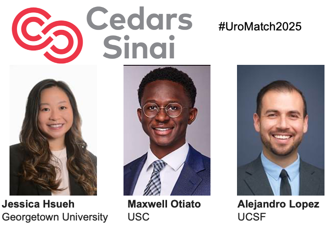 Department of Urology at Cedars-Sinai (@cs_urology) on Twitter photo We are SO excited to announce our residency matches!!
πͺπ₯³π₯ππ
Our FIRST class of three π
<a href="/JessicaHsueh923/">Jessica Hsueh (she/her)</a> <a href="/GUUrology/">Georgetown University Urology</a>
Maxwell Otiato <a href="/USC_Urology/">USC Urology</a>
<a href="/ALowpez/">Alejandro Lopez</a> <a href="/UCSFUrology/">UCSFUrology</a>
Congrats to all #uromatch applicants!
<a href="/AmerUrological/">Amer. Urol. Assn.</a> <a href="/UroAcademic/">Society of Academic Urologists</a> <a href="/Uro_Res/">The Urology Applicant β</a> <a href="/UroResidency/">UroResidency</a> We are SO excited to announce our residency matches!!
πͺπ₯³π₯ππ
Our FIRST class of three π
<a href="/JessicaHsueh923/">Jessica Hsueh (she/her)</a> <a href="/GUUrology/">Georgetown University Urology</a>
Maxwell Otiato <a href="/USC_Urology/">USC Urology</a>
<a href="/ALowpez/">Alejandro Lopez</a> <a href="/UCSFUrology/">UCSFUrology</a>
Congrats to all #uromatch applicants!
<a href="/AmerUrological/">Amer. Urol. Assn.</a> <a href="/UroAcademic/">Society of Academic Urologists</a> <a href="/Uro_Res/">The Urology Applicant β</a> <a href="/UroResidency/">UroResidency</a>