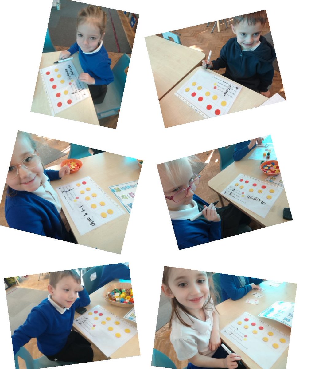 IPMATGirnhill's tweet photo. Otters have been working hard during their maths lessons this half term. Here are some photos practising number bonds to 10. Keep it up! #IPMATgis #GIRNHILLotters #GIRNHILLmaths https://t.co/MngBygiowK