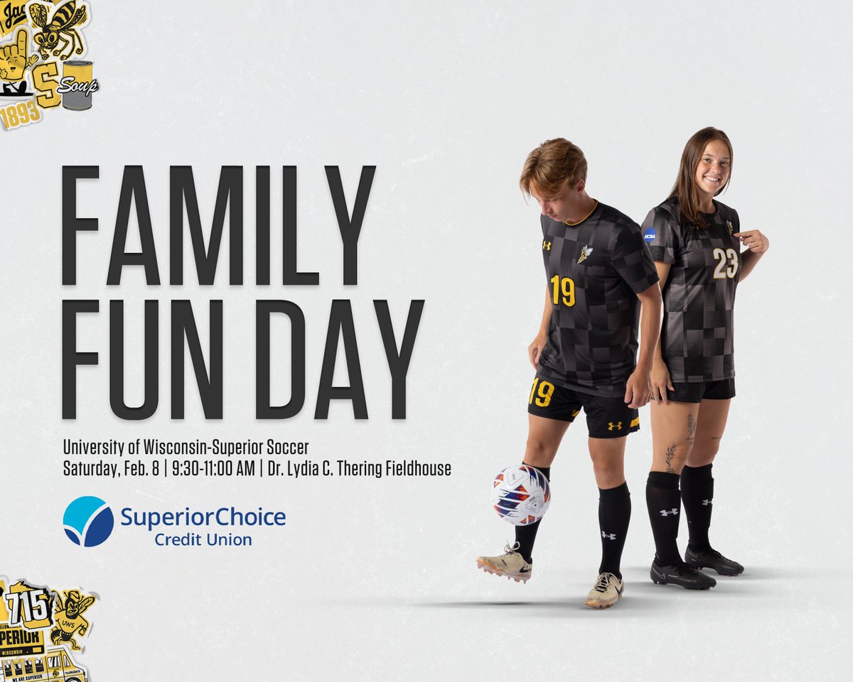 UW-Superior Athletics (@uwsathletics) on Twitter photo Join us this Saturday for Family Fun Day with <a href="/uwsmsoc/">UW-Superior Men's Soccer</a> & <a href="/uwswsoc/">UW-Superior Women's Soccer</a>!
#WeAreSuperior Join us this Saturday for Family Fun Day with <a href="/uwsmsoc/">UW-Superior Men's Soccer</a> & <a href="/uwswsoc/">UW-Superior Women's Soccer</a>!
#WeAreSuperior