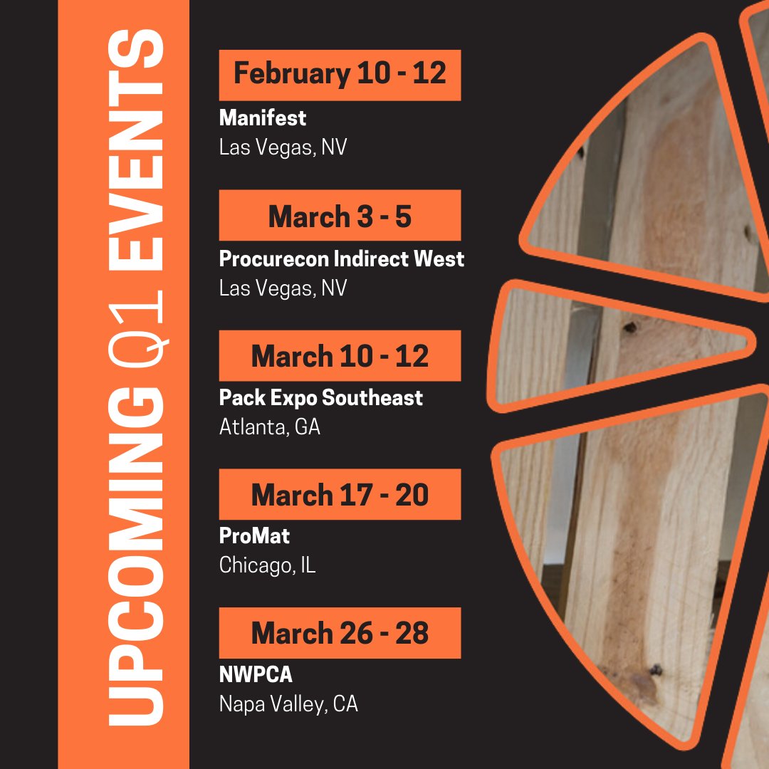 Kicking off 2025 strong! We're hitting the road for Q1 events and looking forward to connecting with partners, customers, and industry leaders. Check out where we'll be—we hope to see you there! 
#IndustryEvents #Networking #SupplyChain #PalletAlliance #SeeYouThere