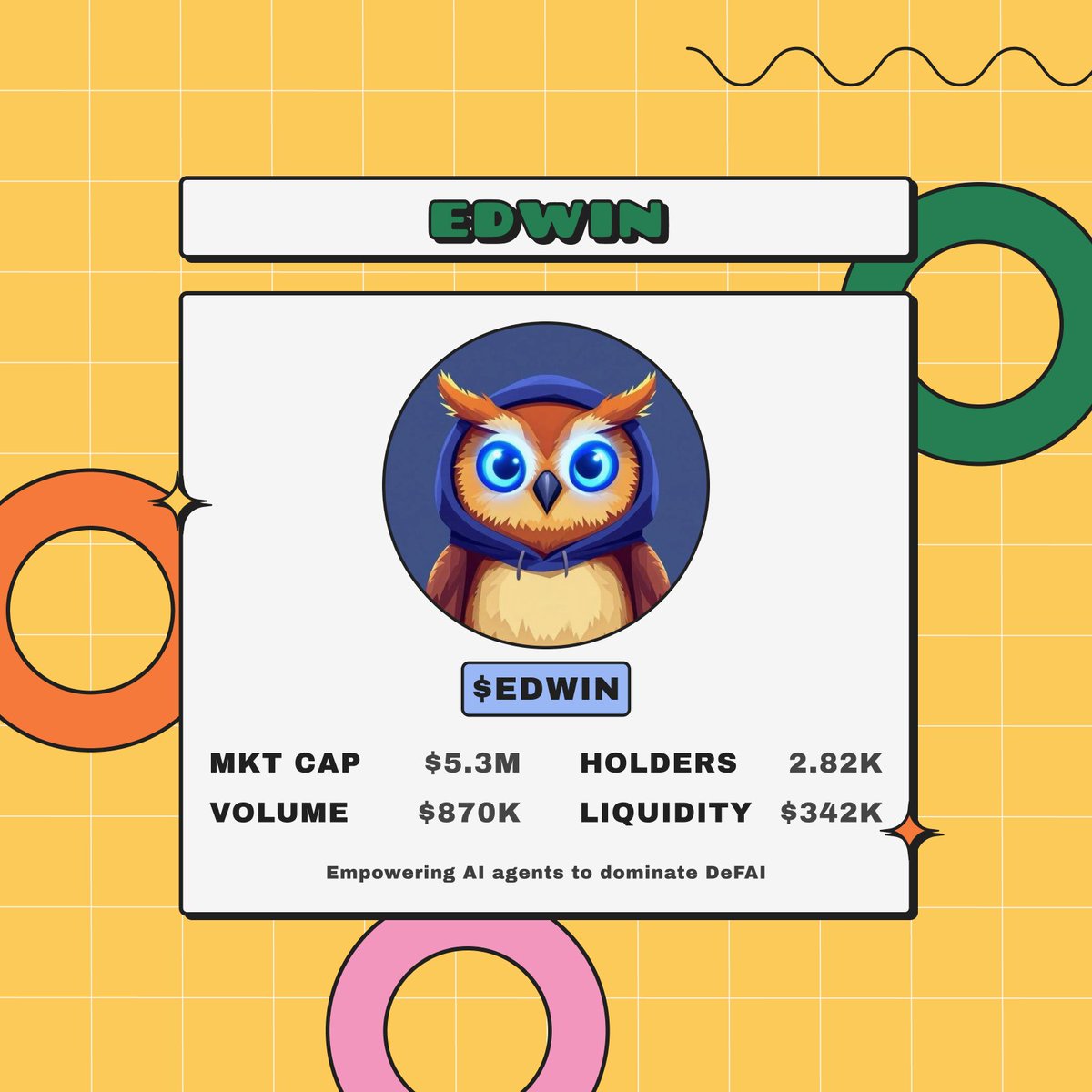 New Token on <a href="/FlexBags_fun/">FlexBags</a> - @BuildWithEdwin $EDWIN

This gem is live on our platform! 🚀 Buy and flex your #AIagents and #Memes, with even more waiting for you - start now! 💪

Be part of the FlexBags revolution!
Join with us at flexbags.fun