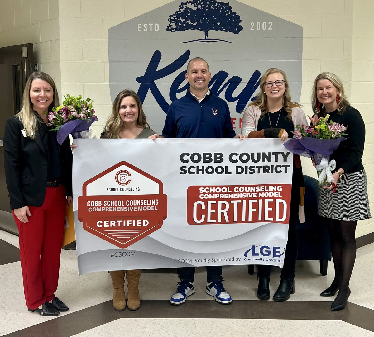 Kempcougars's tweet photo. What a great way to kick off National School Counselor week surprising these 2 rockstars! Mrs Stevens &amp; Mrs Lunsford were recognized for receiving the 24-25 CCSD Counseling Comprehensive Model Certification! We appreciate all you do for our students, staff, parents, &amp; community! https://t.co/1zbRfV4hIg