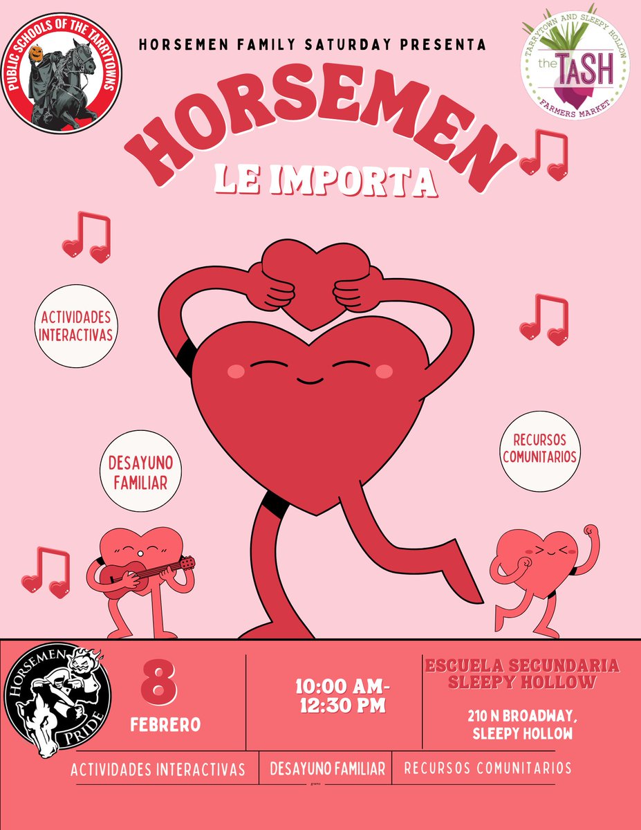 Horsemen Saturday Academy presents "Horsemen Cares!" Come join us on February 8th at Sleepy Hollow High School from 10:00 a.m. to 12:30 p.m. for a family breakfast, community resources, and interactive activities!
