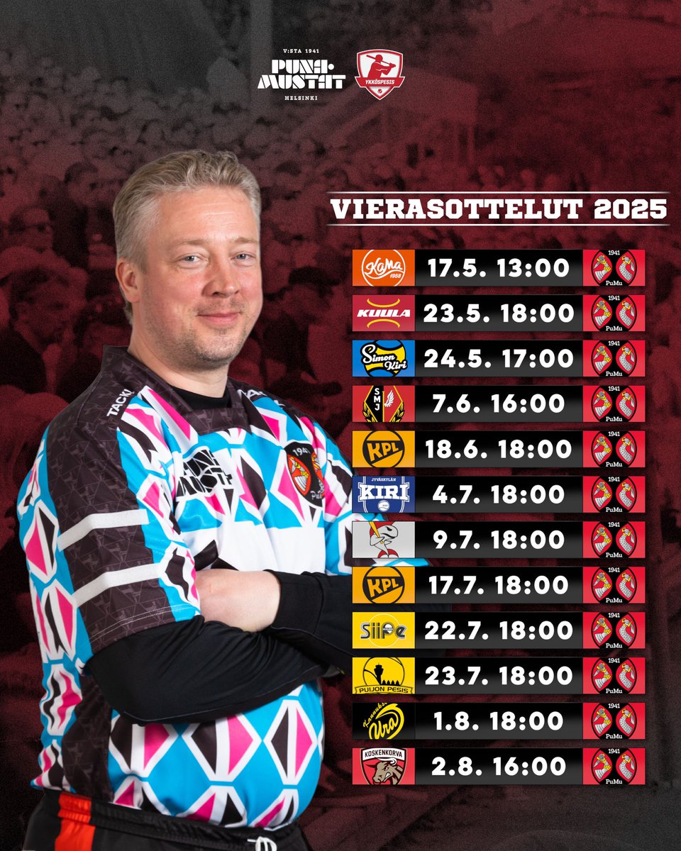 Nappaa kalenteriin kesän 2025 otteluohjelma ja nähdään toukokuussa Meikussa!🔥 

Tsekkaa myös Pumun Instagram-tilin arvonta, jossa voit voittaa liput peliin itsellesi ja kaverillesi! Arvonta käynnissä 23.2. saakka!

#pumu #ykköspesis #stadilaistapesistä