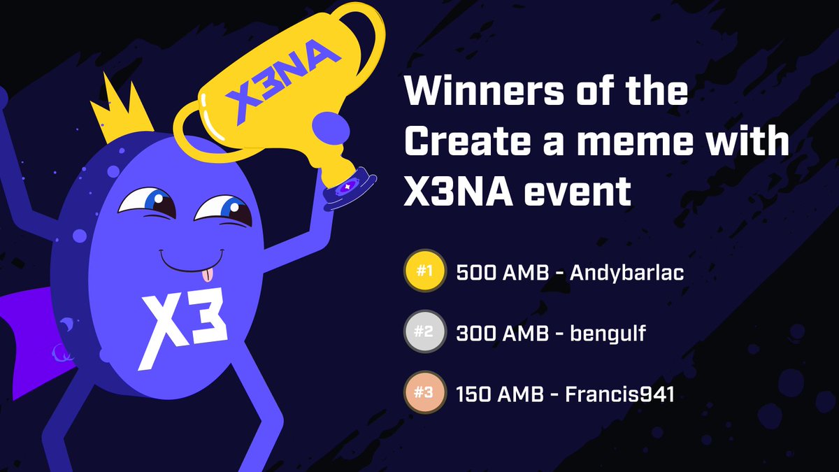 x3na_com's tweet photo. Yo guys! 🚀🔥
Here are the winners of our Create a Meme with X3NA event! 🎉

Huge thanks to everyone for participating and sharing your memes! 🙌😂

Drop your feedback—we’d love to hear your thoughts on the event! 👇💬 https://t.co/Qp9Sf6zemK
