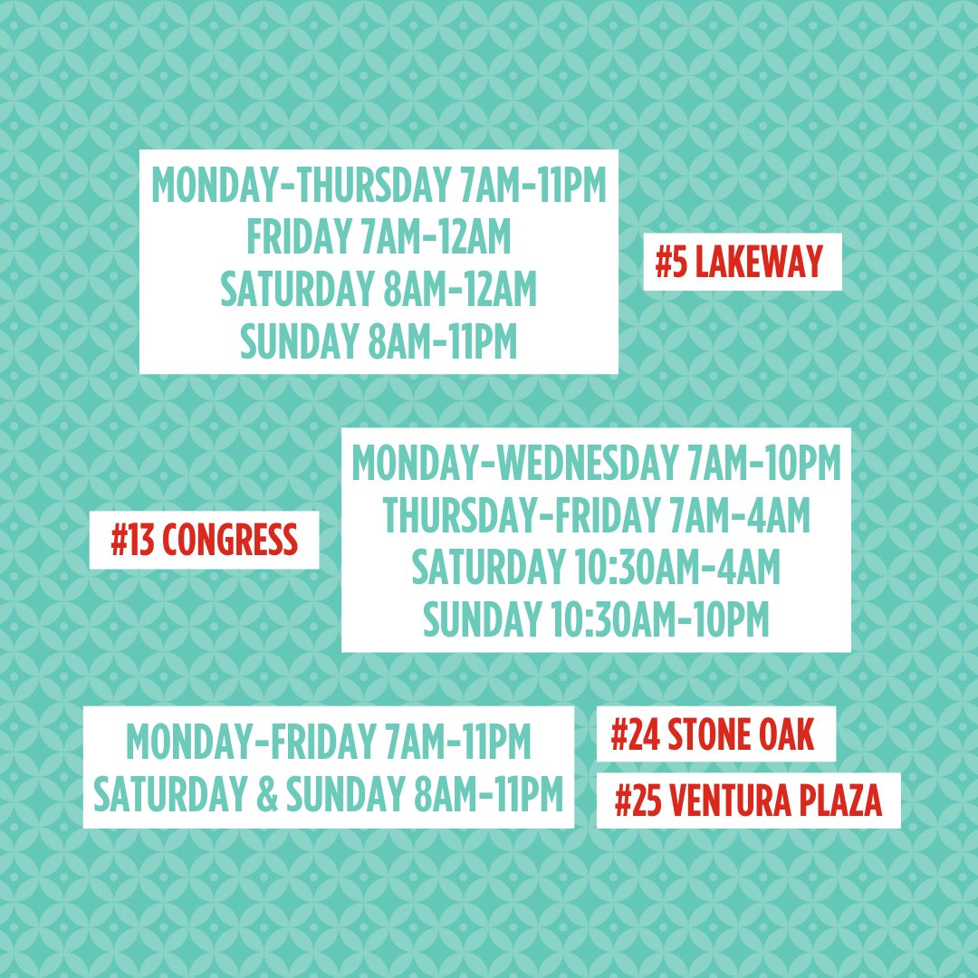 pterrys's tweet photo. Great News! We updated our hours for 25 stands! Be sure to check on your favorite stand's newest hours of operation.

👀 Psst...one of our stands is set to become a 24/7 location soon. Can you guess which one it will be? https://t.co/sq88qrBP9J