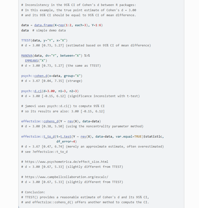 mzloteanu's tweet photo. #statstab #271 {bruceR} package
Thoughts: Useful functions for psychologists. I like how it treats t-tests, giving all the options from Lakens (2013) for Cohen's d, and comparison with other software.
#r #psychology #ttest #PCA #ANOVA #education
https://t.co/cx0xXO1NeH https://t.co/kt9LG3fDCo