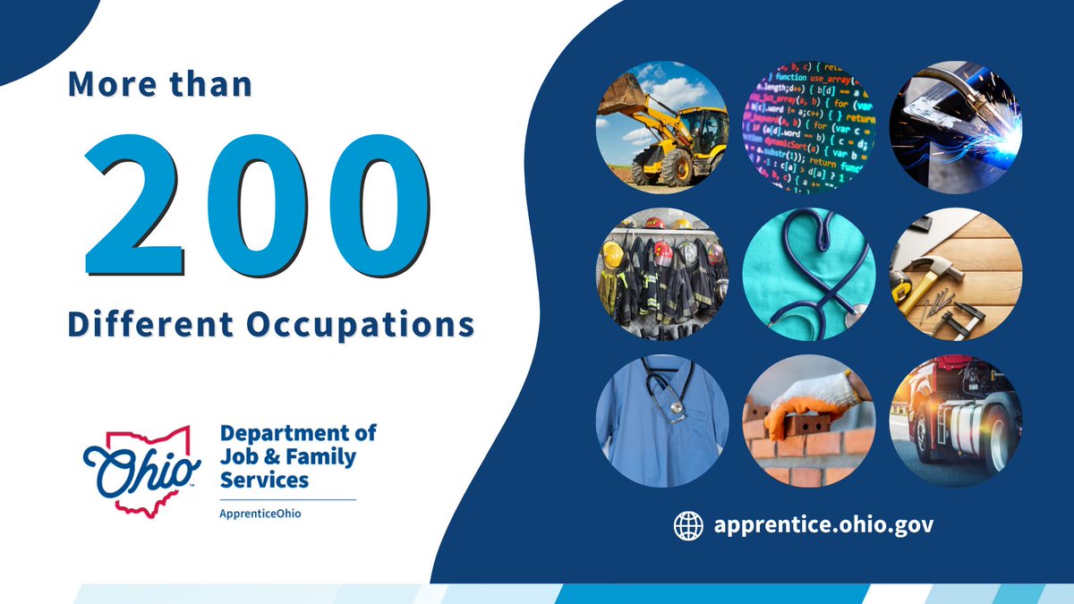 • Myth: Apprenticeships are only in the skilled-trades.

• Fact: Ohio has 23,000+ registered apprentices working in over 200+ different occupations. From construction, healthcare, information technology and more, we have something for you! apprentice.ohio.gov