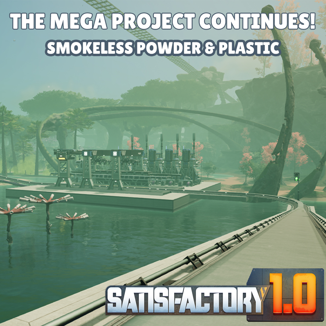 GramGrendy's tweet photo. 🚂 Granny’s Mega Project is on track! Time to add Plastic &amp; Smokeless Powder to the mix so the factory can keep rolling along smoothly! 👵💥 Come see how it all fits together in #Satisfactory! 

👉 https://t.co/AKOvX09HLM 

#GramGrendy #Gaming #FactoryFun https://t.co/Hr5jdF1tMp