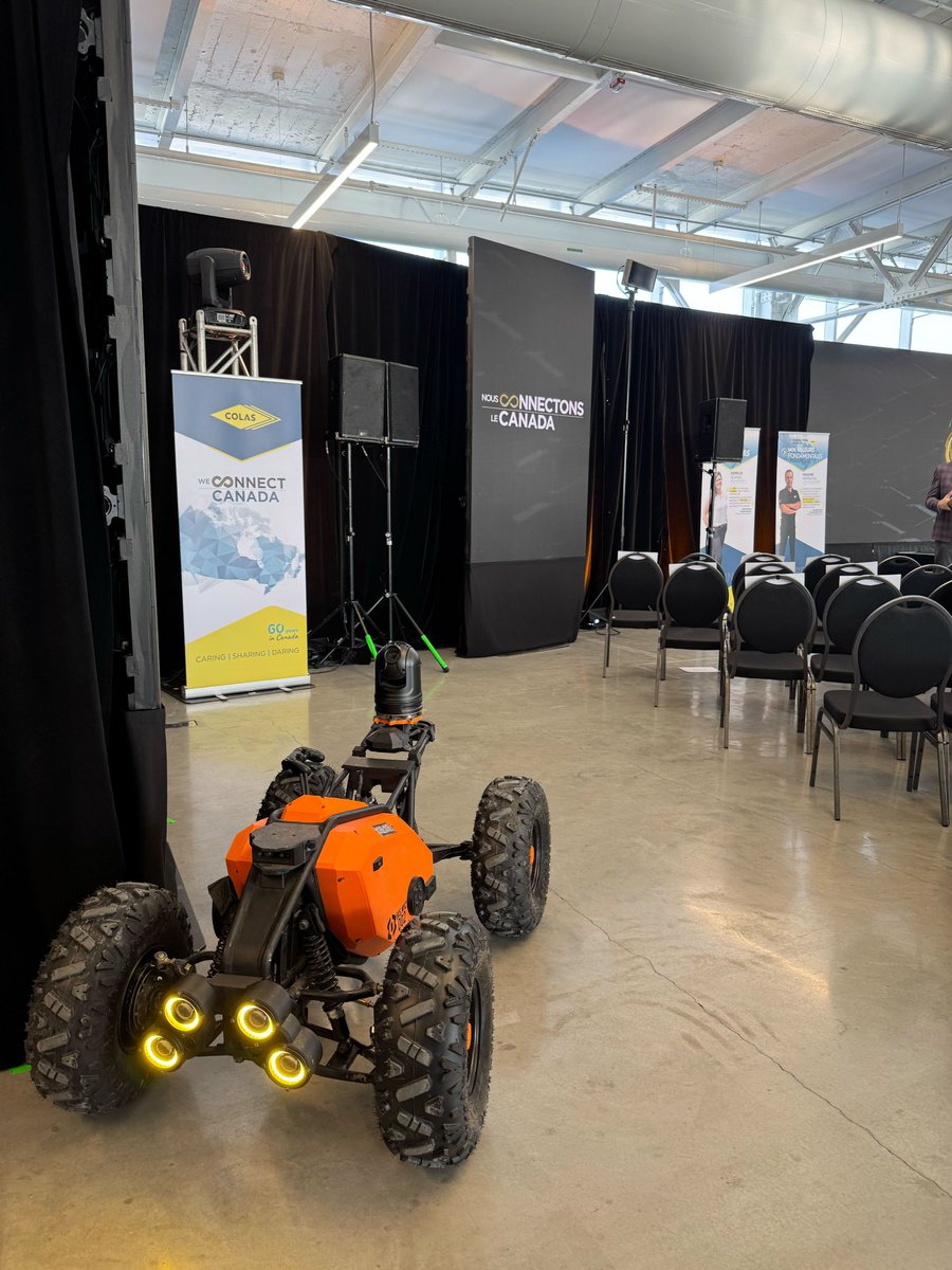 Optimotive's tweet photo. Building from coast to coast for six decades, congratulations to Colas for 60 years in Canada! The Colas team invited IRIS to showcase the future of construction innovation. Here’s to the next 60 years full of innovation, success, and building connections across Canada 🤖🥂🎉 https://t.co/YmvB0aXTMZ